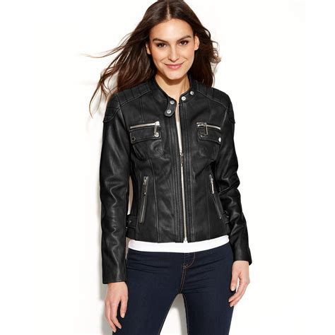 quilted leather moto jacket michael kors|Michael Kors petite leather jacket.